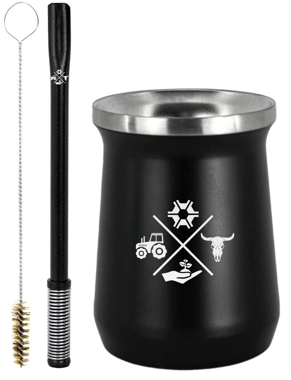 Kit Tereré Copo Cuia Premium Bomba Preto Made in Roça