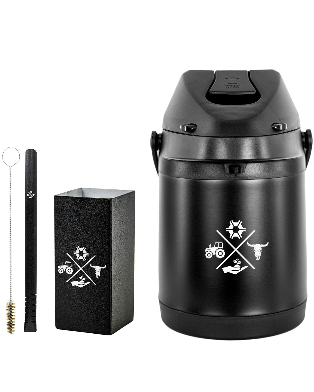 Kit Tereré Premium Copo Bomba Garrafa Térmica Preto 2.5l Made in Roça