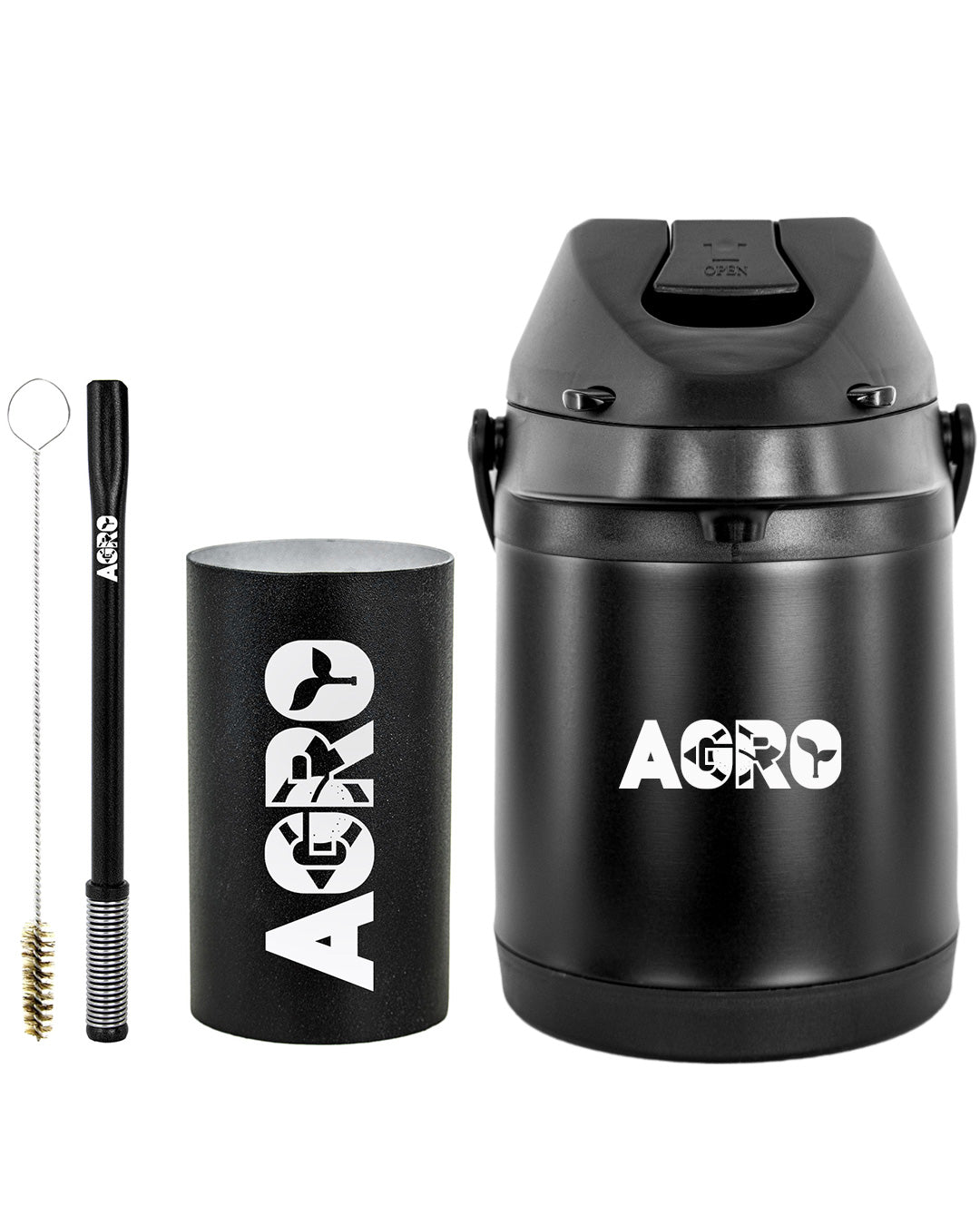 Kit Tereré Premium Copo Bomba Garrafa Térmica Preto 2.5l Agro Brasil