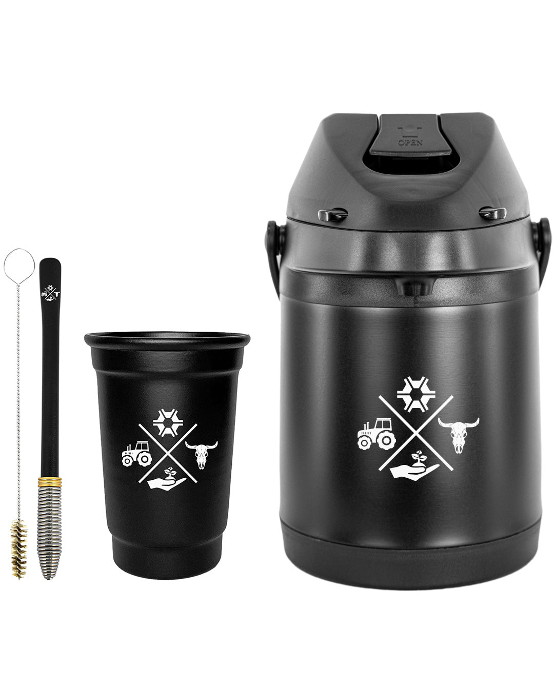 Kit Tereré Econo Copo Bomba Garrafa Térmica Preto 2.5l Made in Roça