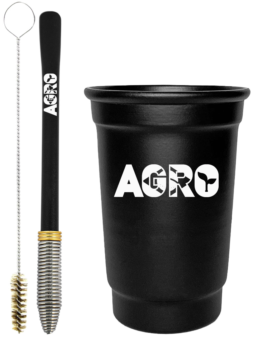Kit Tereré Copo Cuia Econo Bomba Preto Agro Brasil