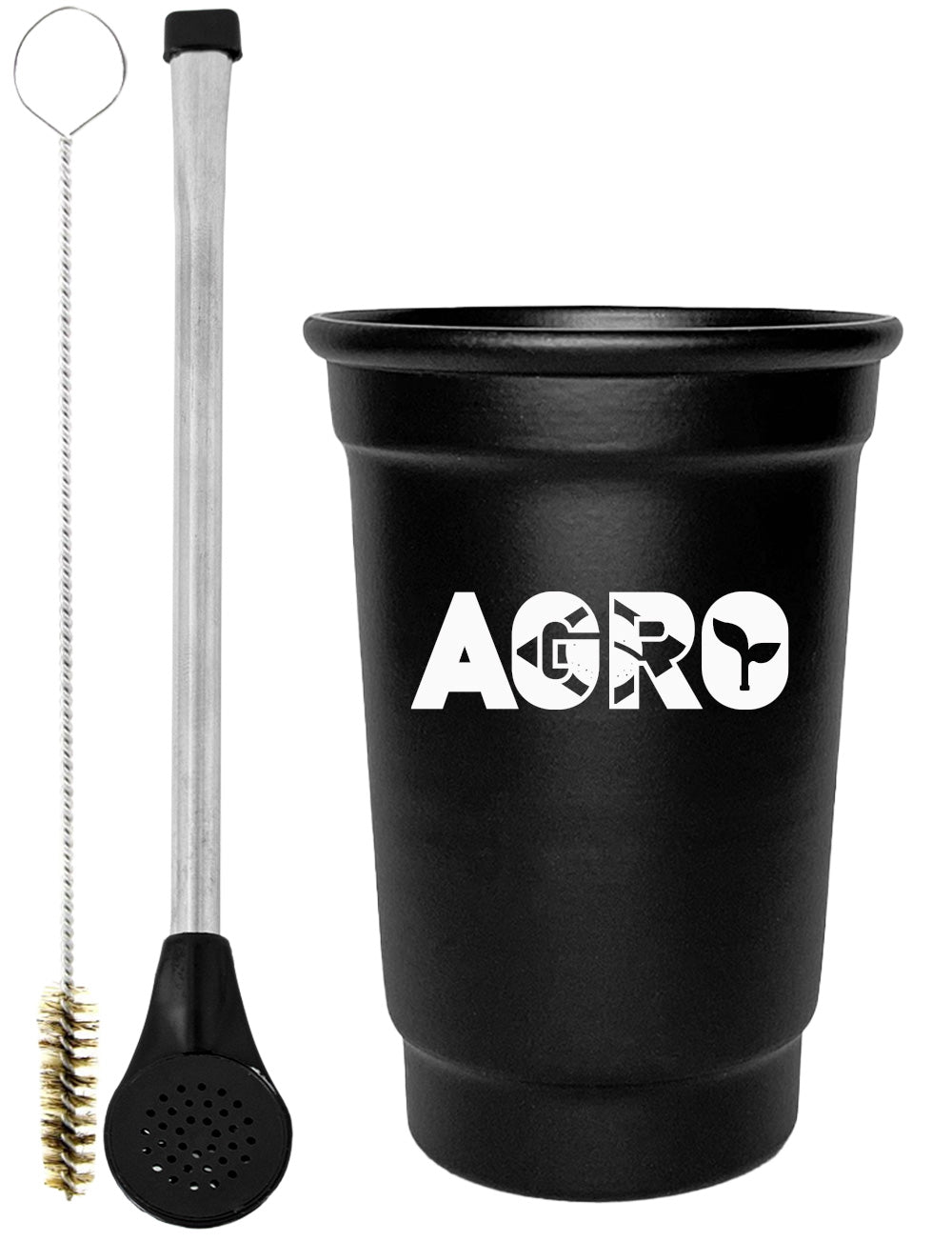 Kit Tereré Copo Cuia Econo Bomba Preto Agro Brasil