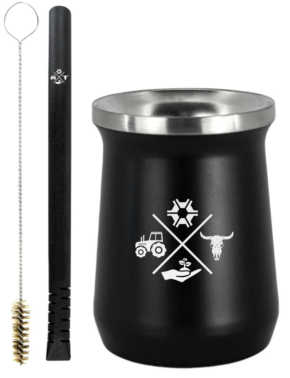 Kit Tereré Copo Cuia Premium Bomba Preto Made in Roça