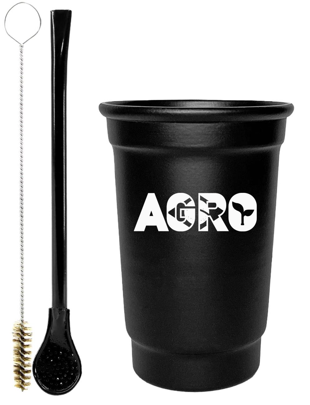 Kit Tereré Copo Cuia Econo Bomba Preto Agro Brasil
