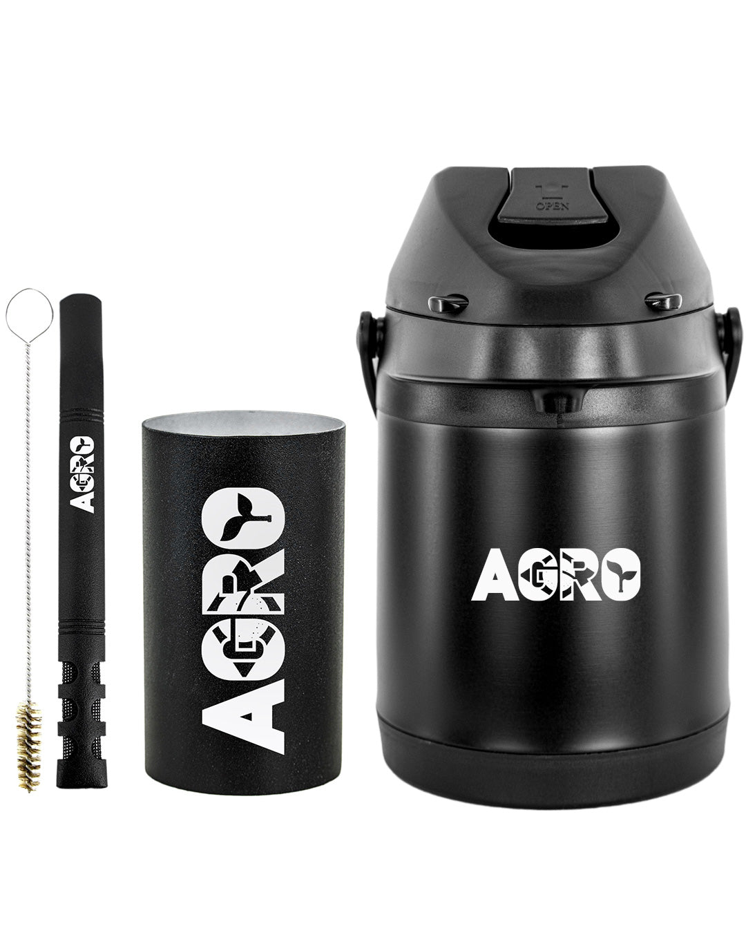 Kit Tereré Premium Copo Bomba Garrafa Térmica Preto 2.5l Agro Brasil