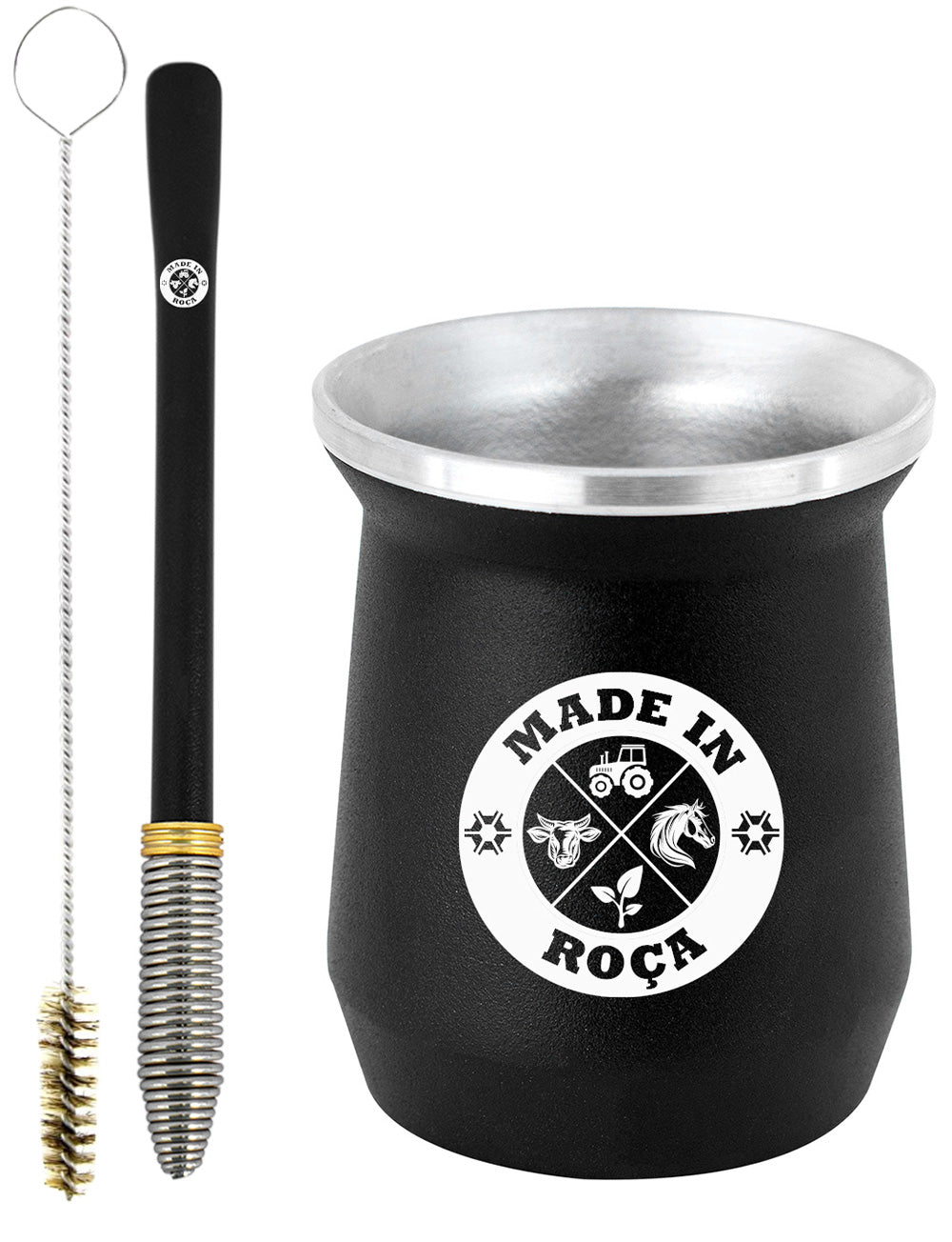 Kit Tereré Copo Cuia Econo Bomba Preto Made in Roça