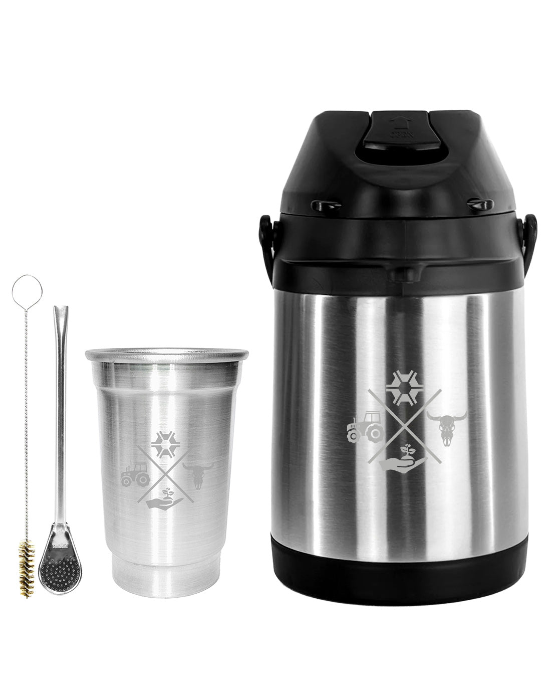 Kit Tereré Econo Copo Bomba Garrafa Térmica Inox 2.5l Made in Roça