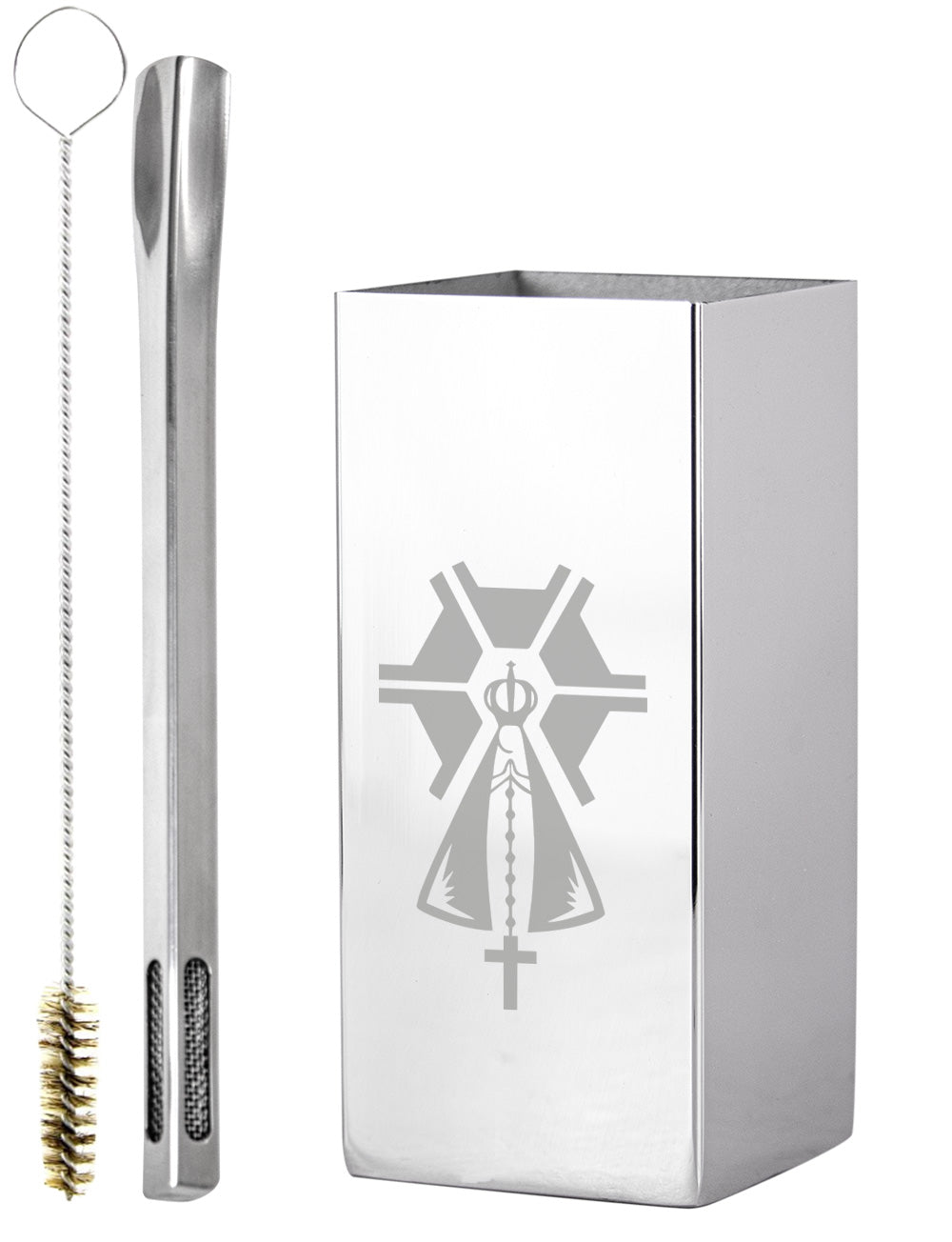 Kit Tereré Copo Cuia Premium Bomba Inox Nossa Senhora Agro