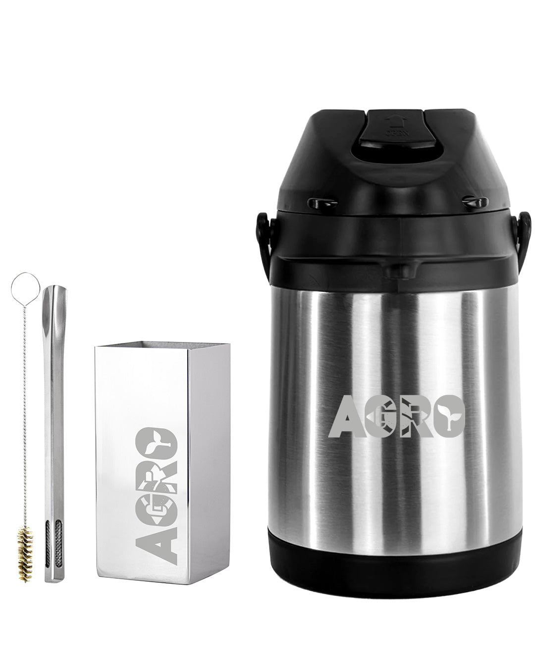 Kit Tereré Premium Copo Bomba Garrafa Térmica Inox 2.5l Agro Brasil