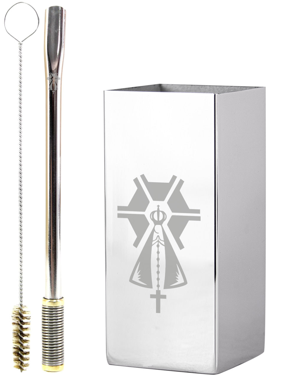 Kit Tereré Copo Cuia Premium Bomba Inox Nossa Senhora Agro