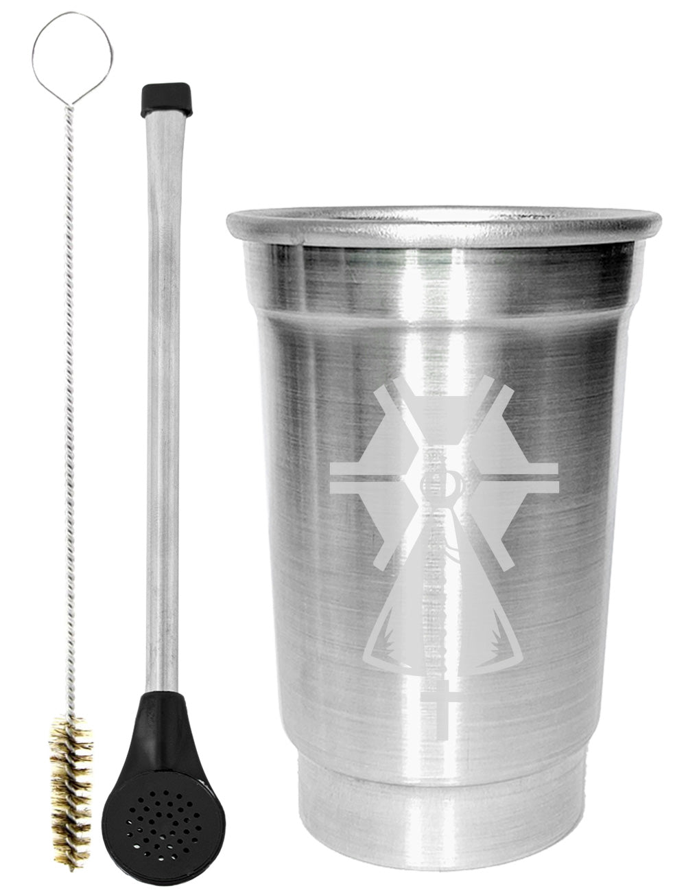 Kit Tereré Copo Cuia Econo Bomba Silver Nossa Senhora Agro