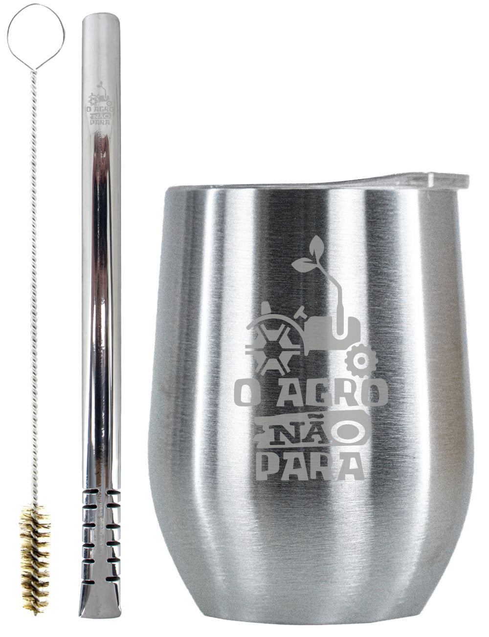 Kit Tereré Copo Cuia Premium Bomba Inox O Agro Não Para