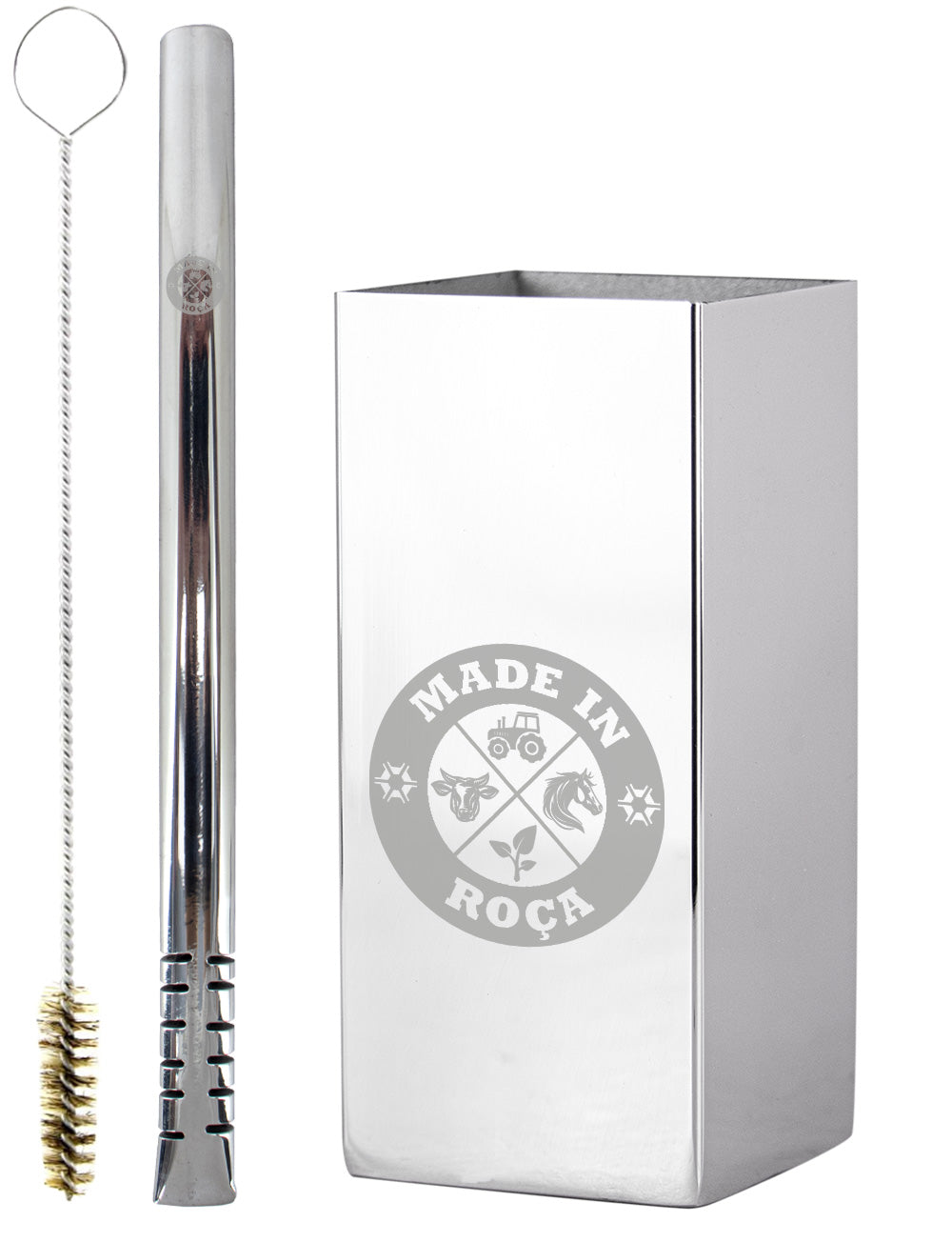 Kit Tereré Copo Cuia Premium Bomba Inox Logo Made in Roça