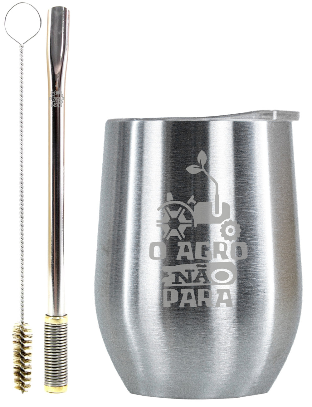 Kit Tereré Copo Cuia Premium Bomba Inox O Agro Não Para