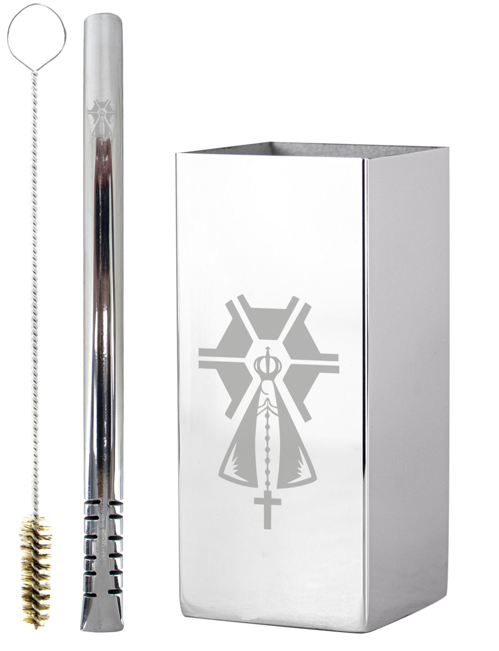 Kit Tereré Copo Cuia Premium Bomba Inox Nossa Senhora Agro
