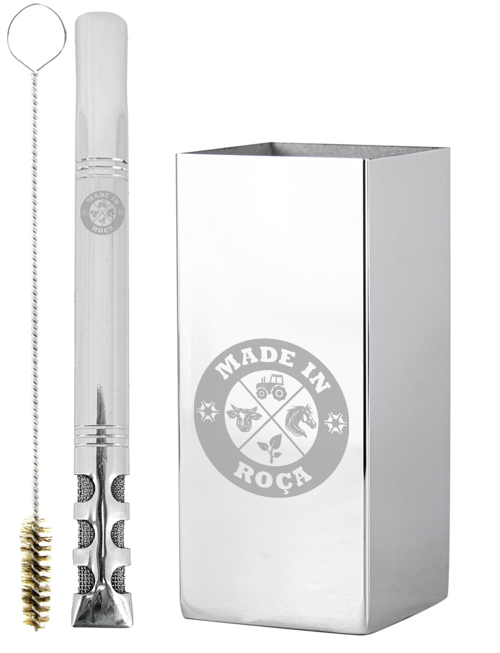 Kit Tereré Copo Cuia Premium Bomba Inox Logo Made in Roça