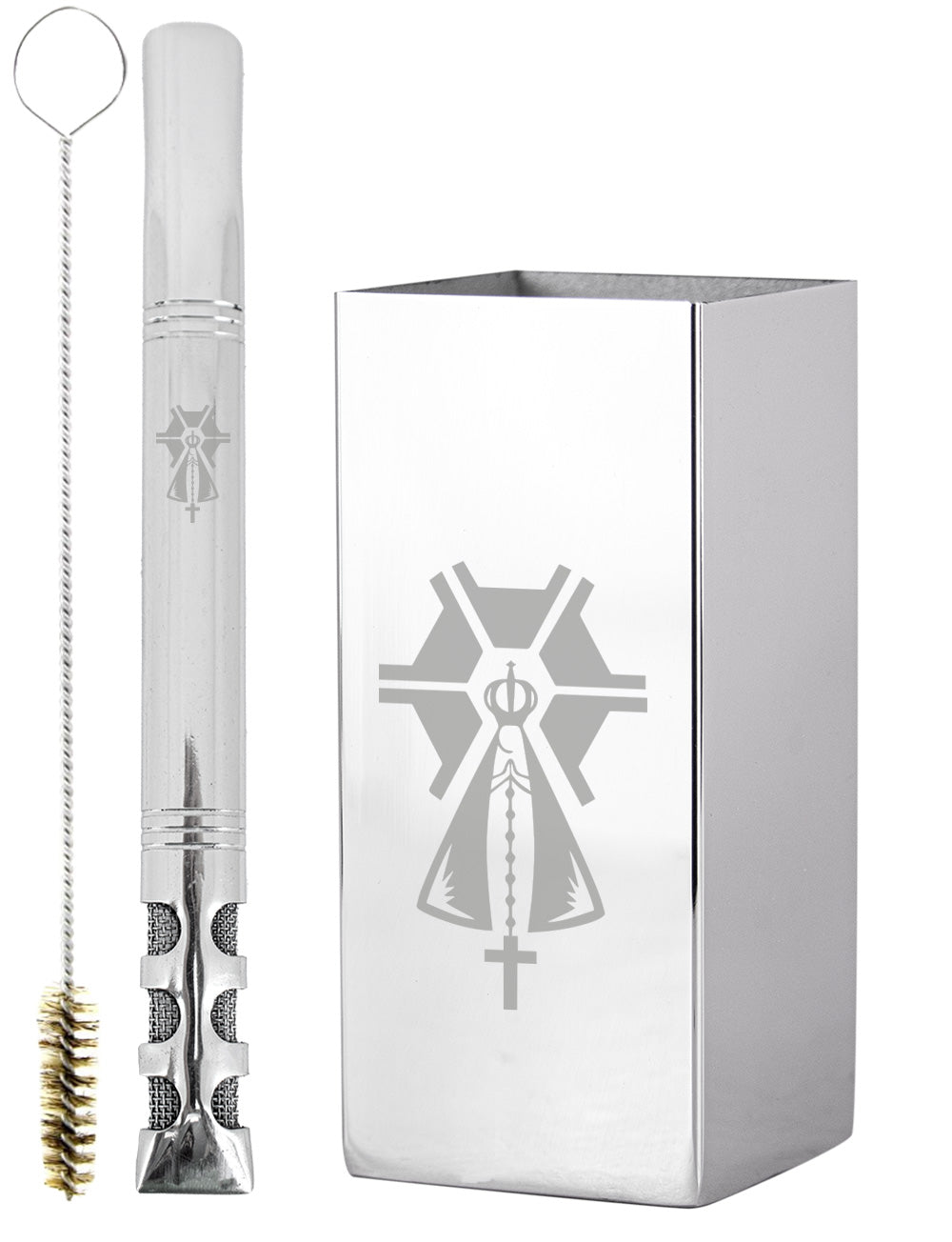 Kit Tereré Copo Cuia Premium Bomba Inox Nossa Senhora Agro