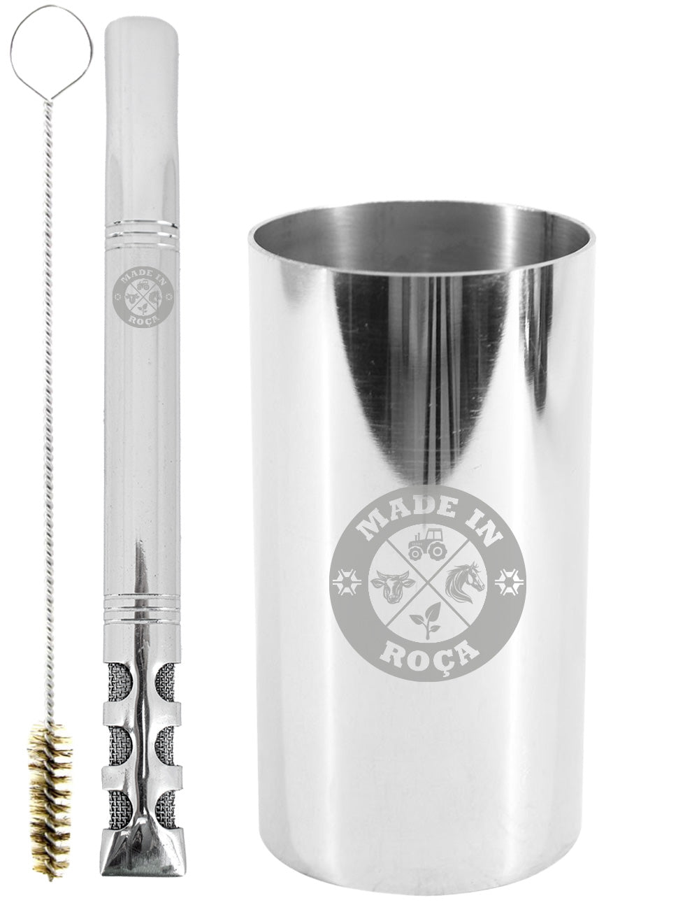 Kit Tereré Copo Cuia Premium Bomba Inox Logo Made in Roça