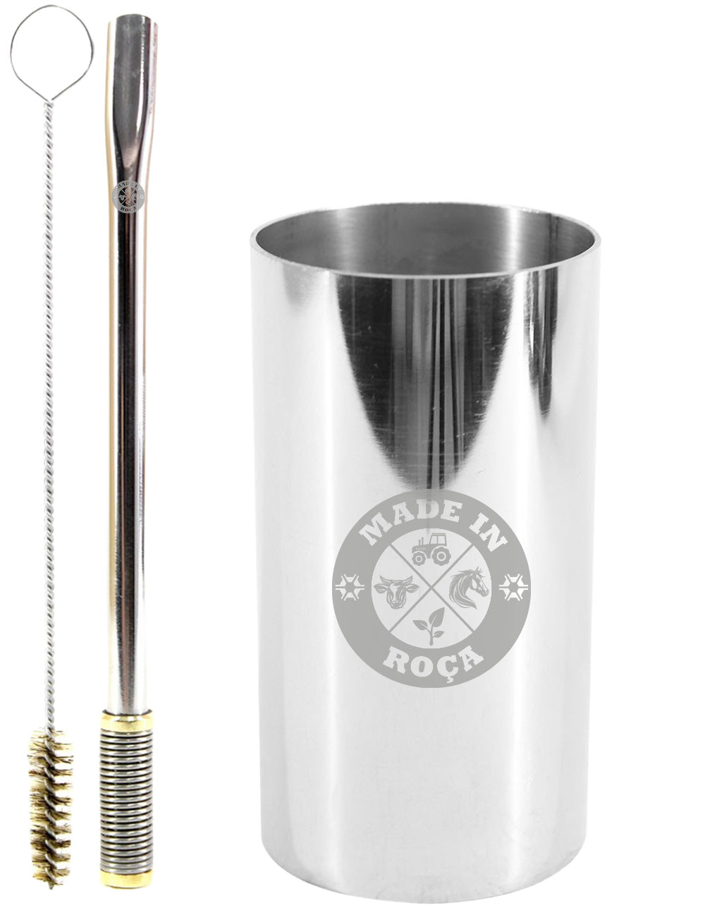 Kit Tereré Copo Cuia Premium Bomba Inox Logo Made in Roça