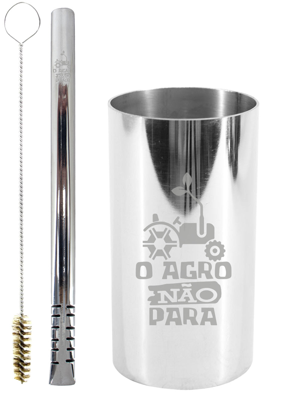 Kit Tereré Copo Cuia Premium Bomba Inox O Agro Não Para