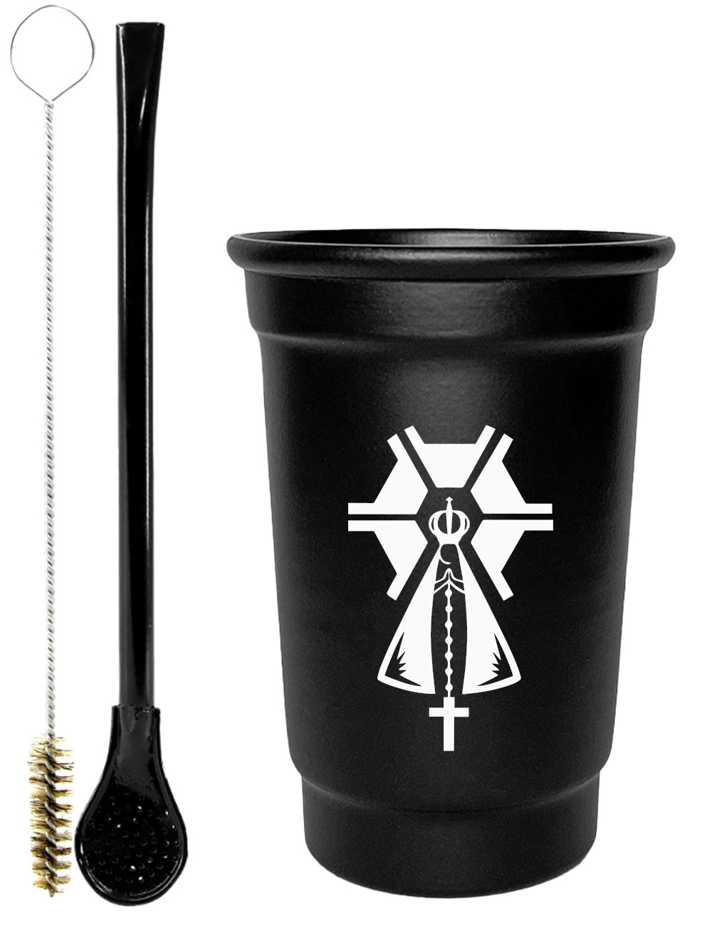 Kit Tereré Copo Cuia Econo Bomba Preto Nossa Senhora Agro