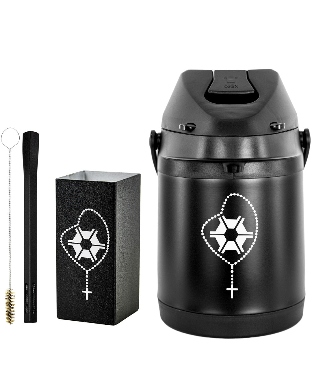 Kit Tereré Premium Copo Bomba Garrafa Térmica Preto 2.5l Agro Terço