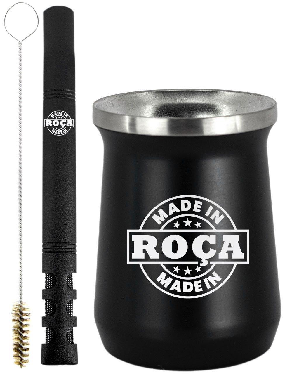 Kit Tereré Copo Cuia Premium Bomba Preto Made in Roça Escrita