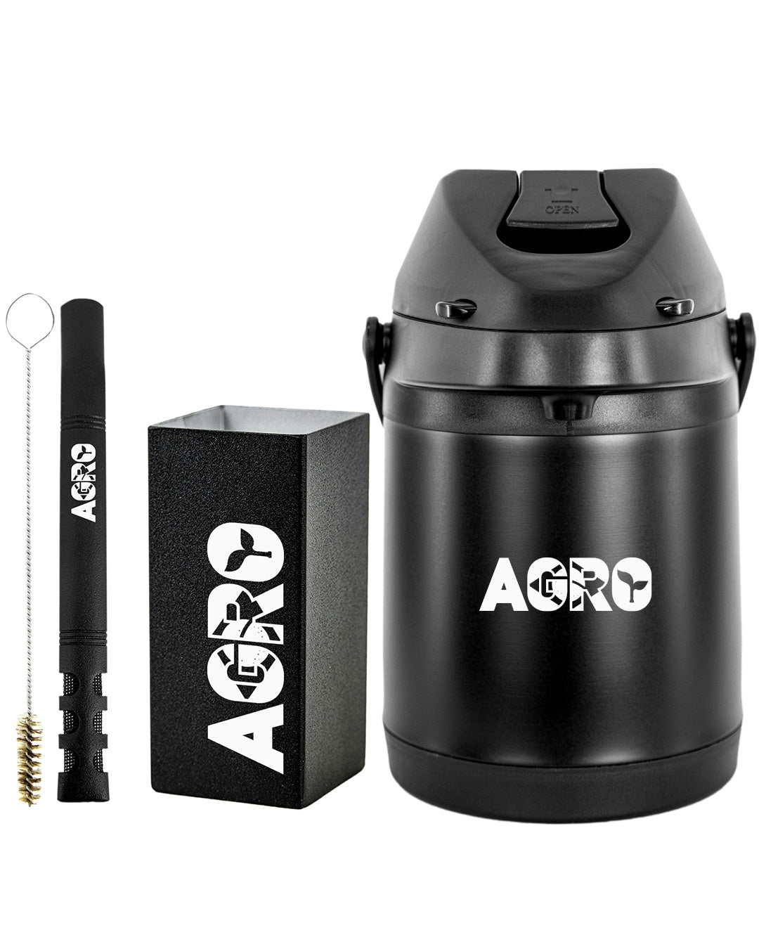 Kit Tereré Premium Copo Bomba Garrafa Térmica Preto 2.5l Agro Brasil
