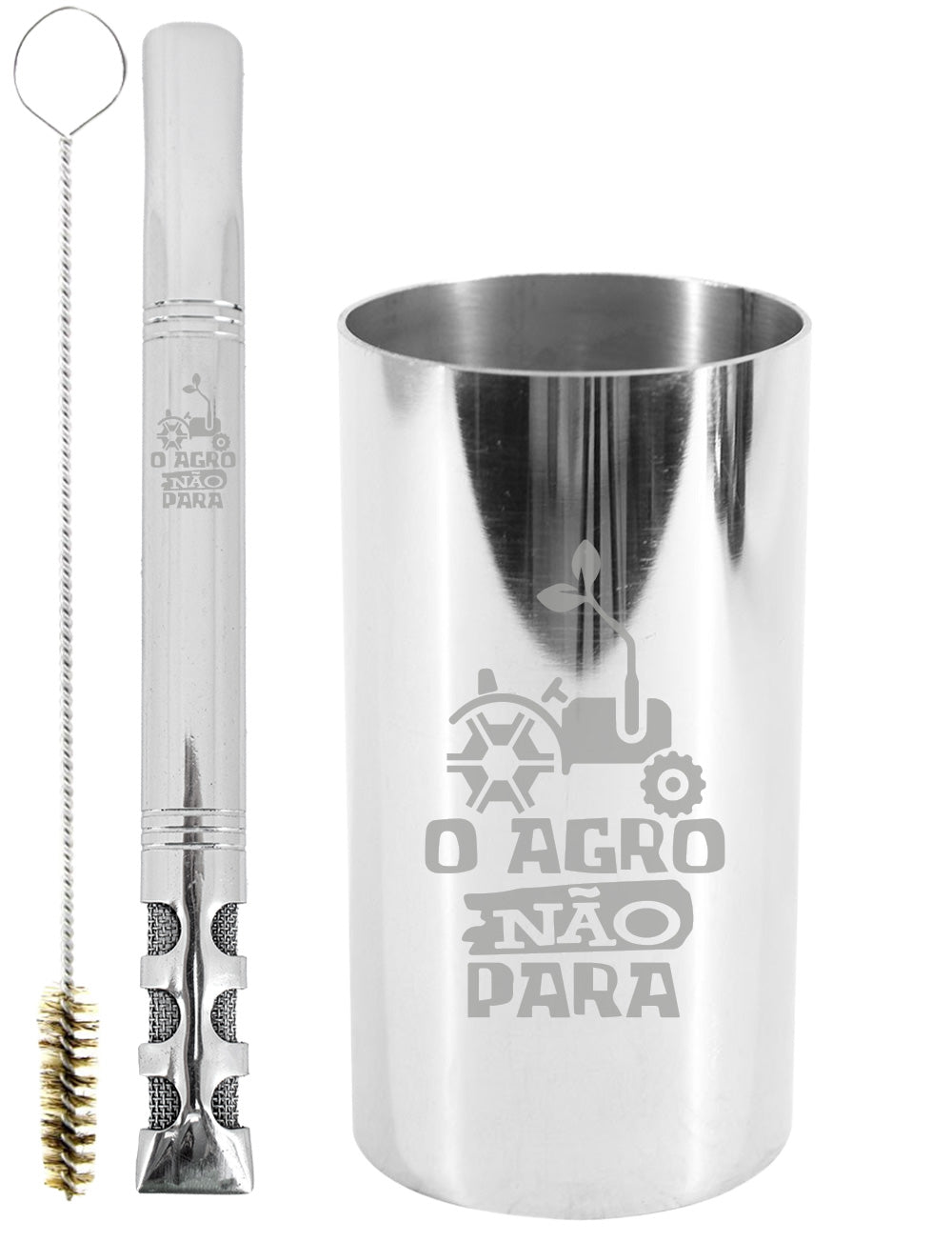 Kit Tereré Copo Cuia Premium Bomba Inox O Agro Não Para