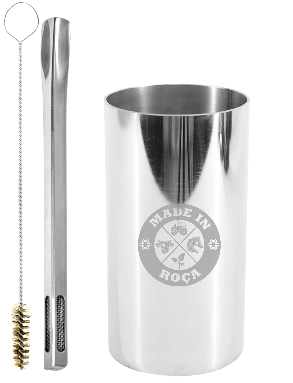 Kit Tereré Copo Cuia Premium Bomba Inox Logo Made in Roça