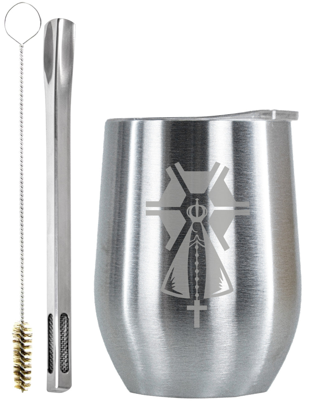 Kit Tereré Copo Cuia Premium Bomba Inox Nossa Senhora Agro