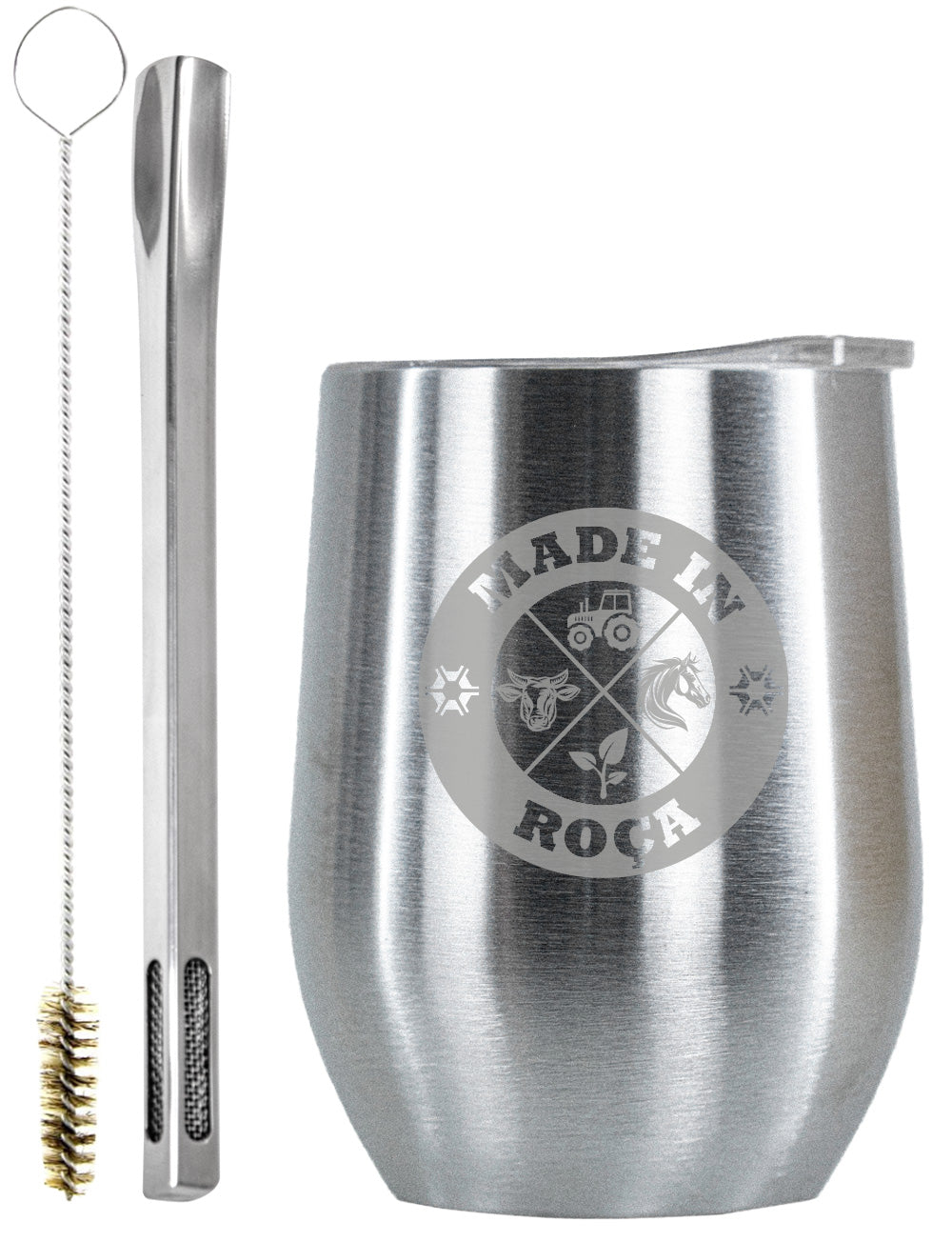 Kit Tereré Copo Cuia Premium Bomba Inox Logo Made in Roça