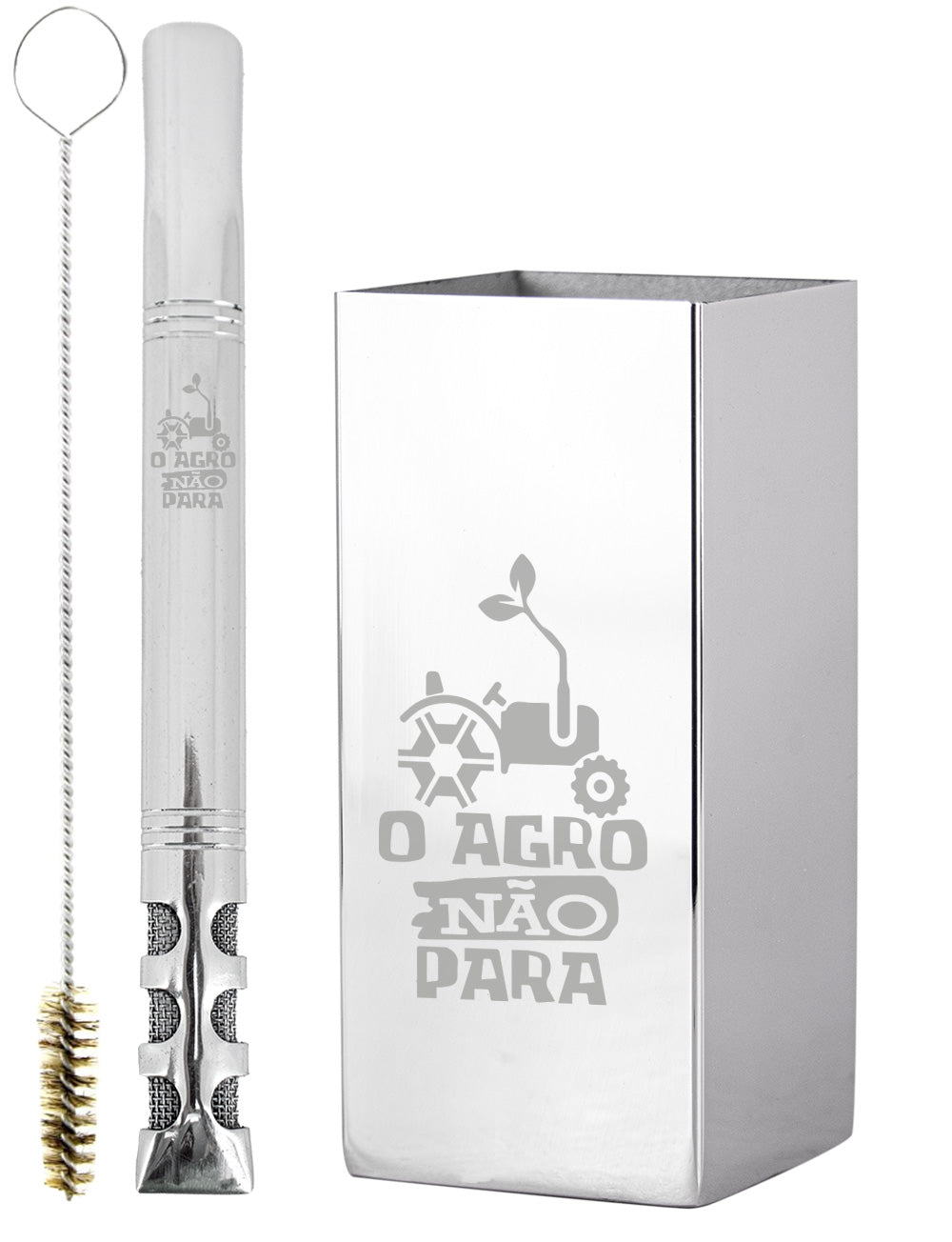Kit Tereré Copo Cuia Premium Bomba Inox O Agro Não Para