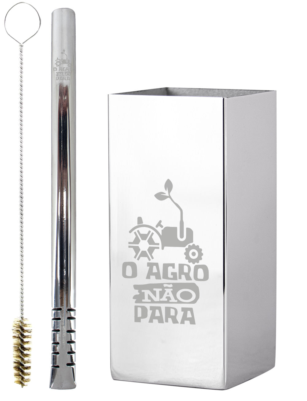 Kit Tereré Copo Cuia Premium Bomba Inox O Agro Não Para