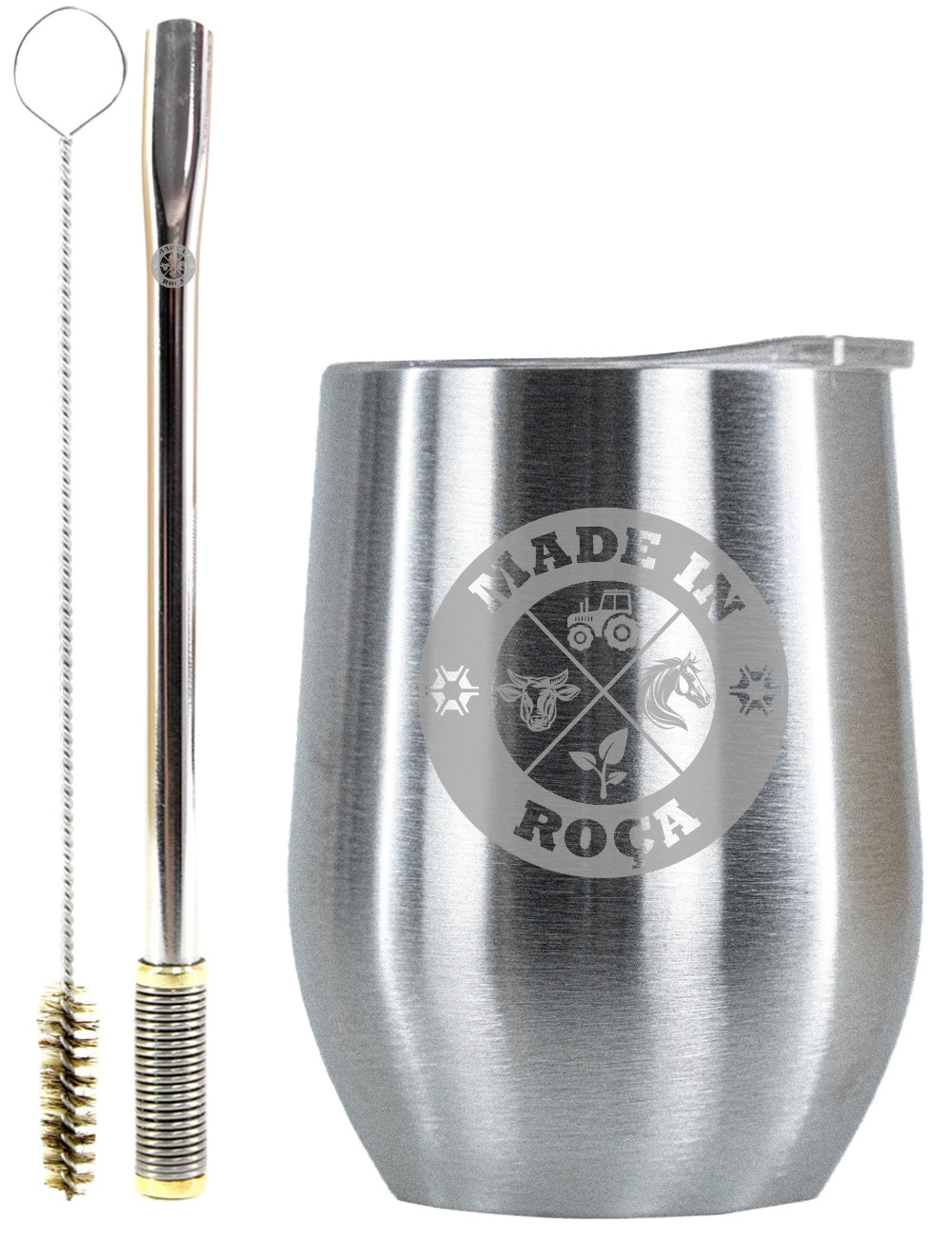 Kit Tereré Copo Cuia Premium Bomba Inox Logo Made in Roça