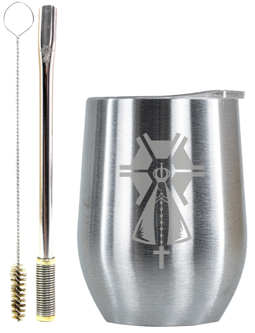 Kit Tereré Copo Cuia Premium Bomba Inox Nossa Senhora Agro