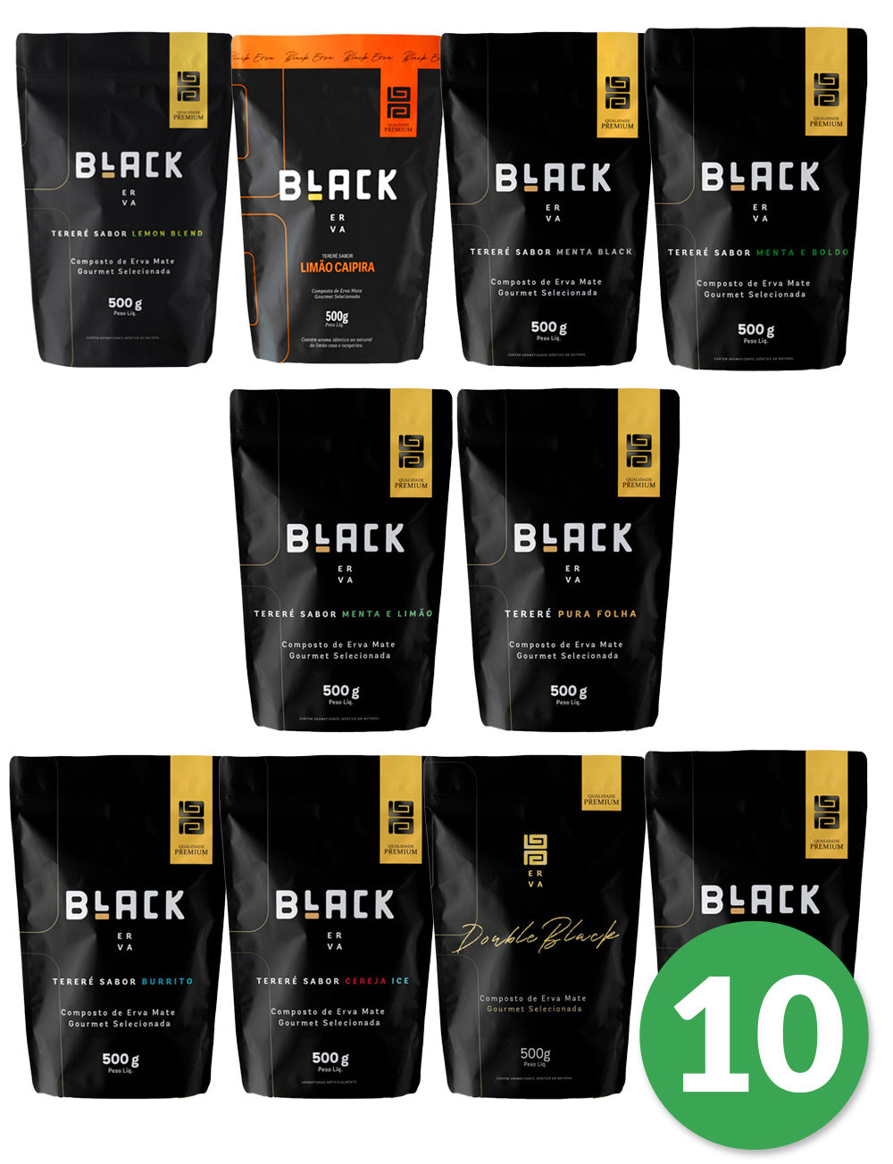 Kit 10 Ervas Mate Tereré Black Premium 500g - Escolha os Sabores