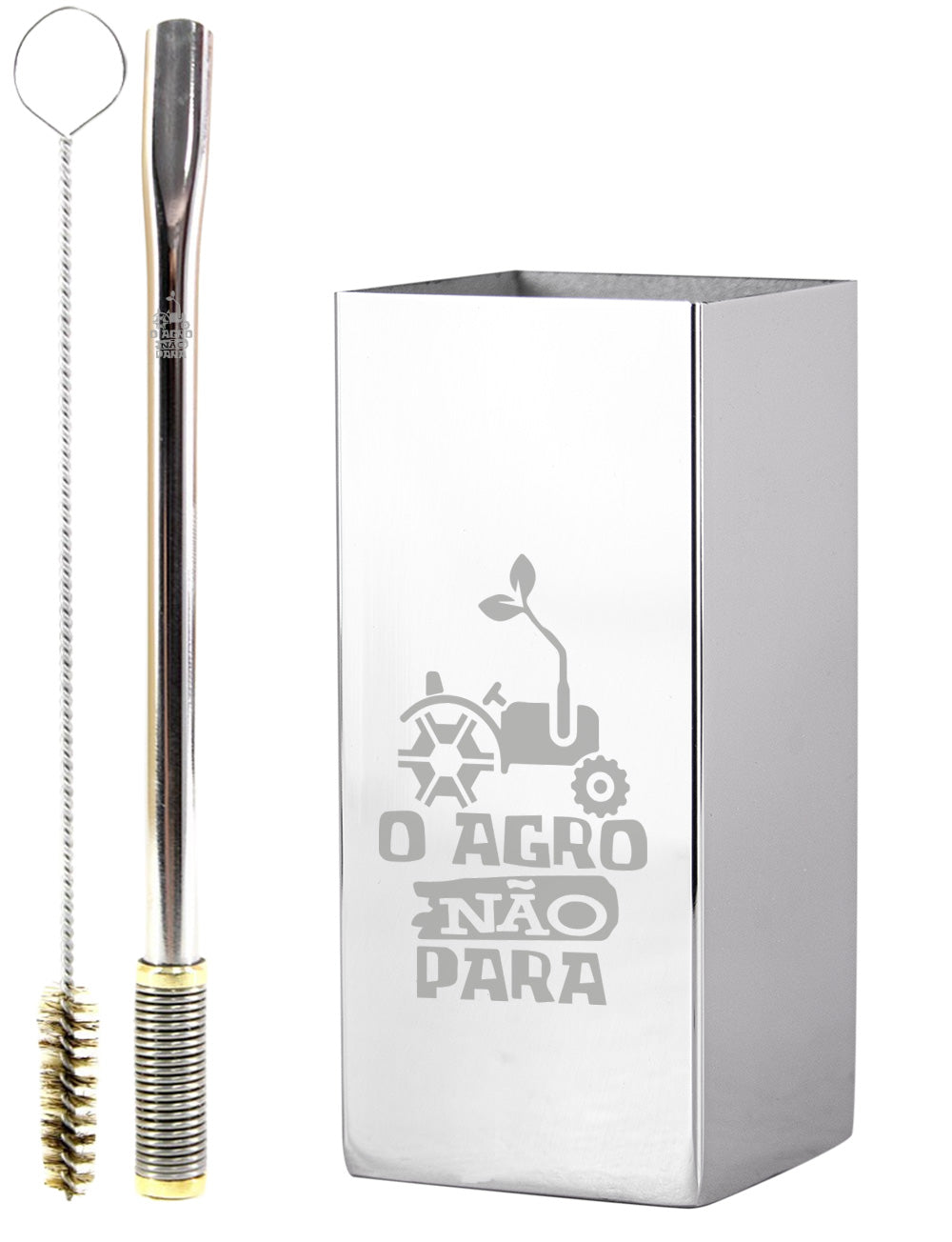 Kit Tereré Copo Cuia Premium Bomba Inox O Agro Não Para