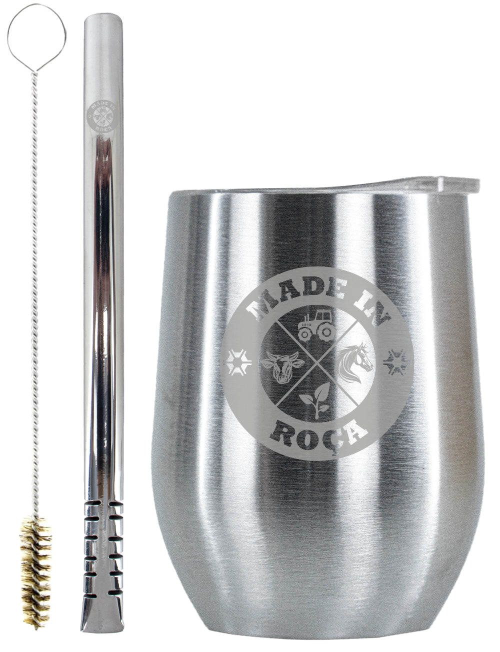 Kit Tereré Copo Cuia Premium Bomba Inox Logo Made in Roça