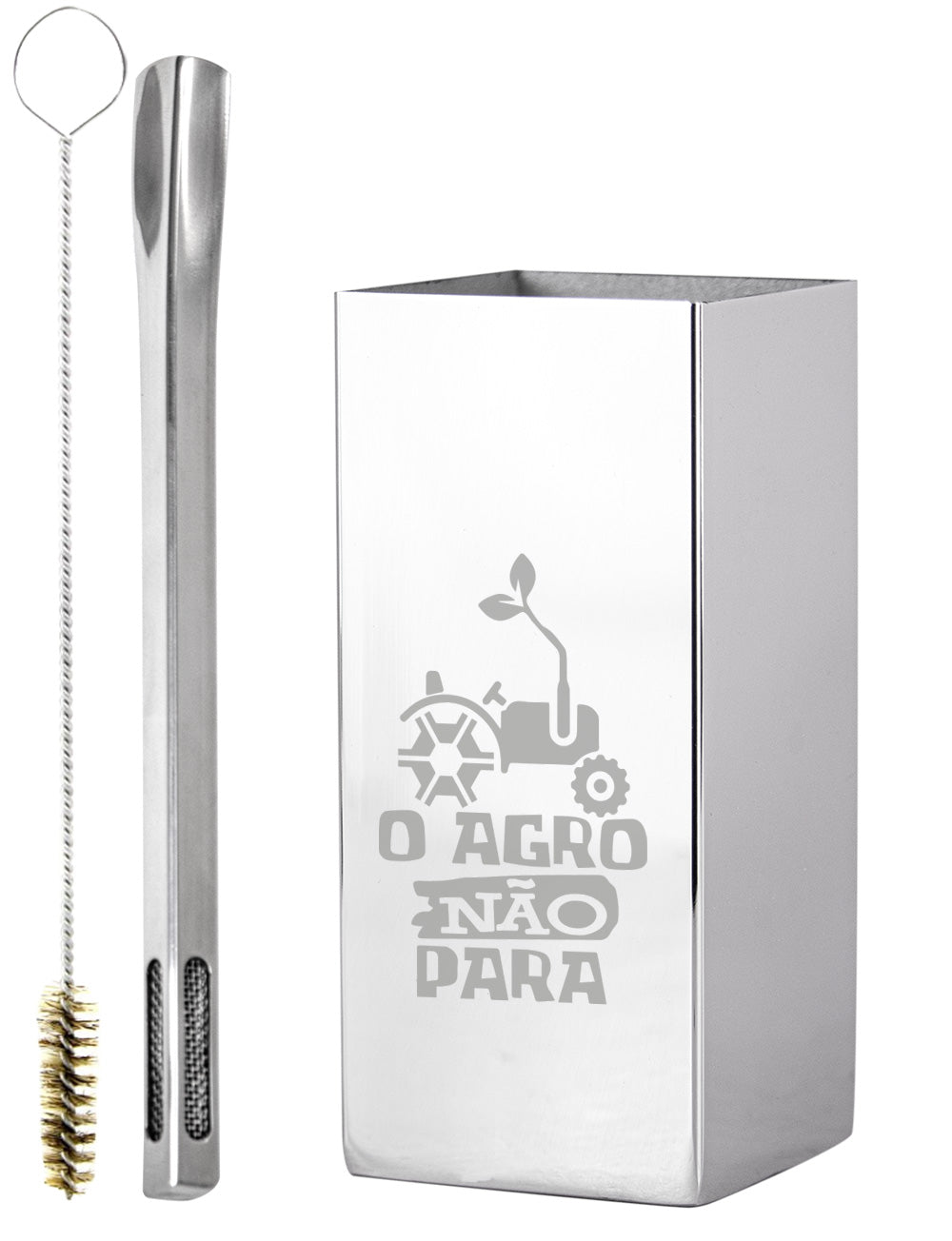 Kit Tereré Copo Cuia Premium Bomba Inox O Agro Não Para