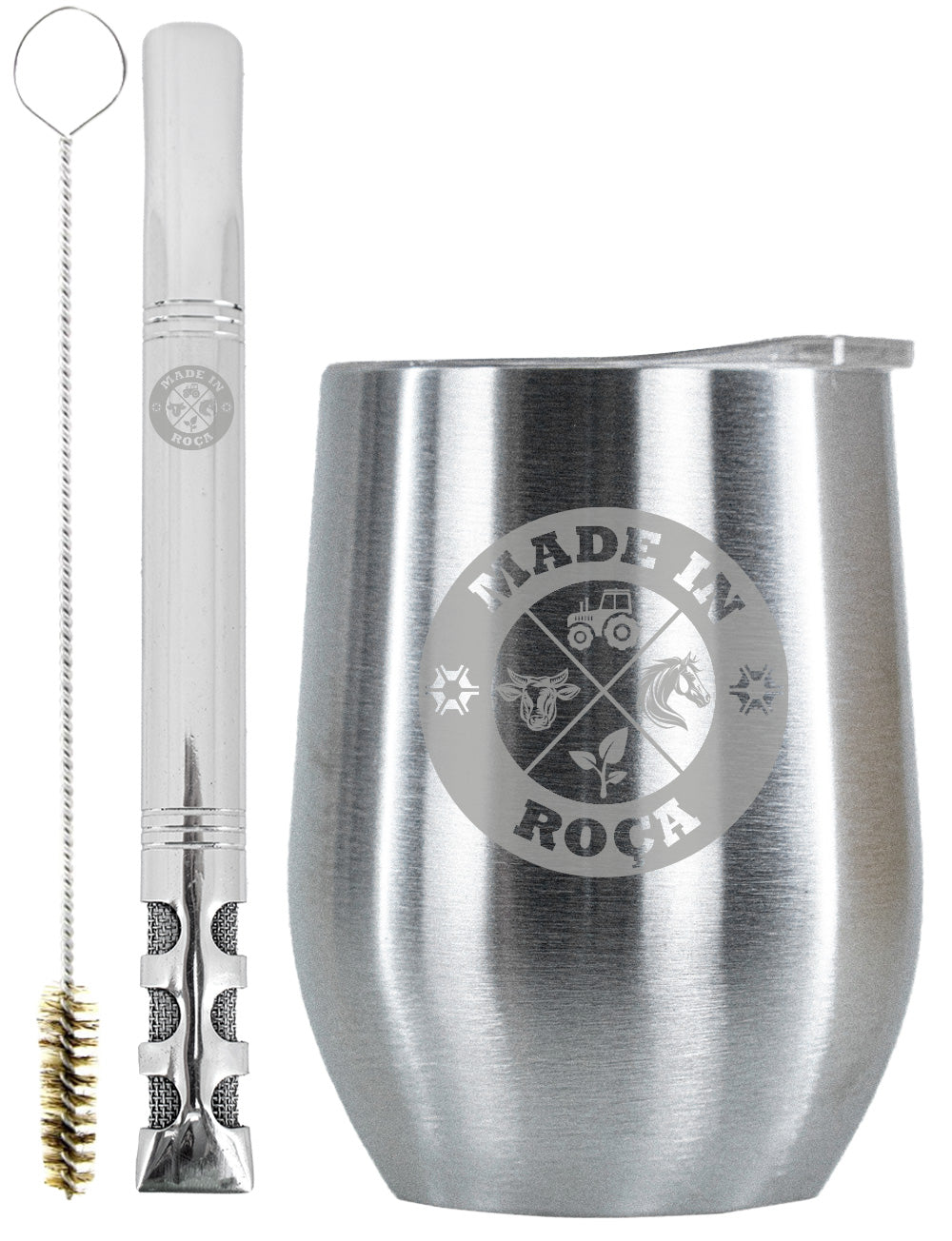 Kit Tereré Copo Cuia Premium Bomba Inox Logo Made in Roça
