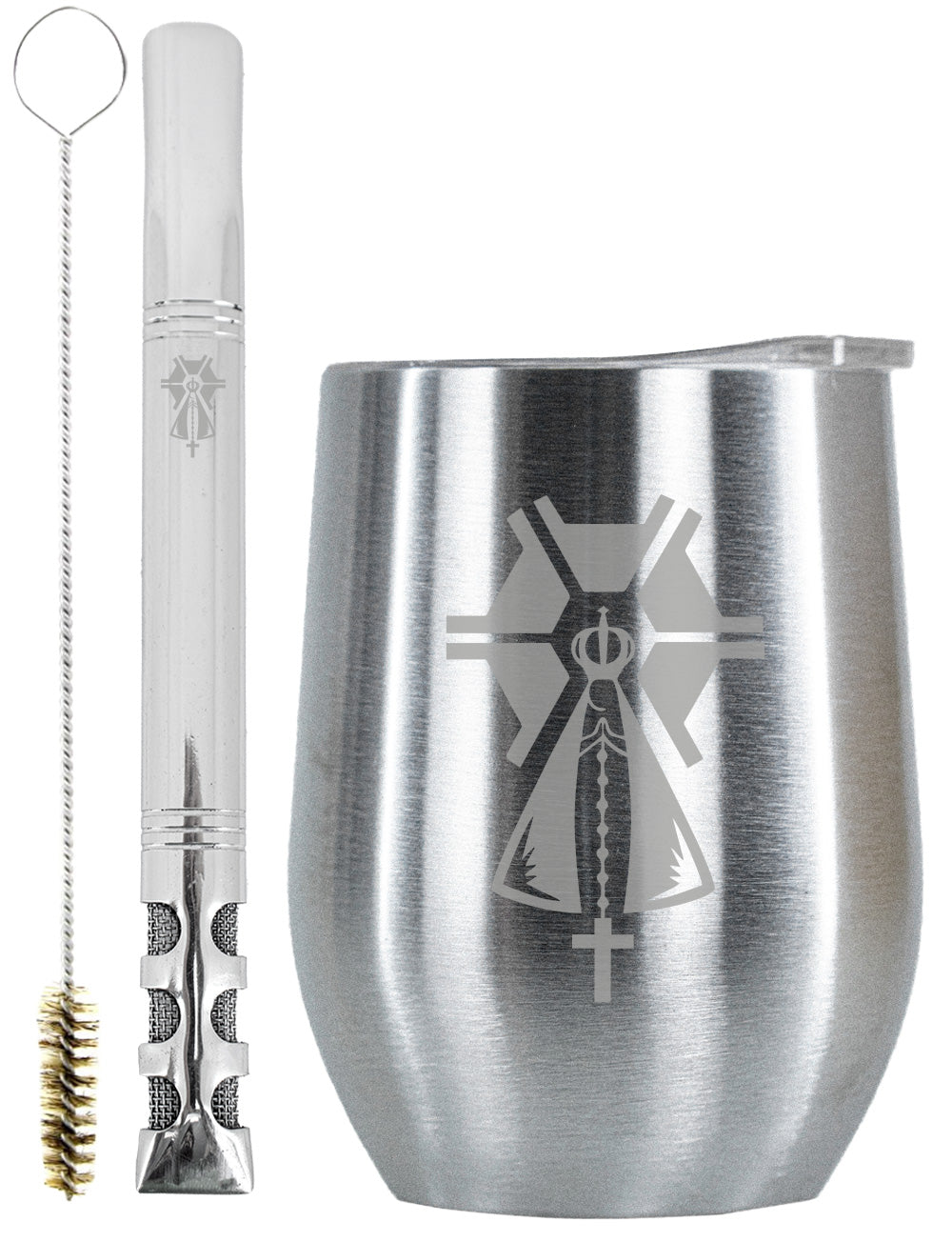 Kit Tereré Copo Cuia Premium Bomba Inox Nossa Senhora Agro