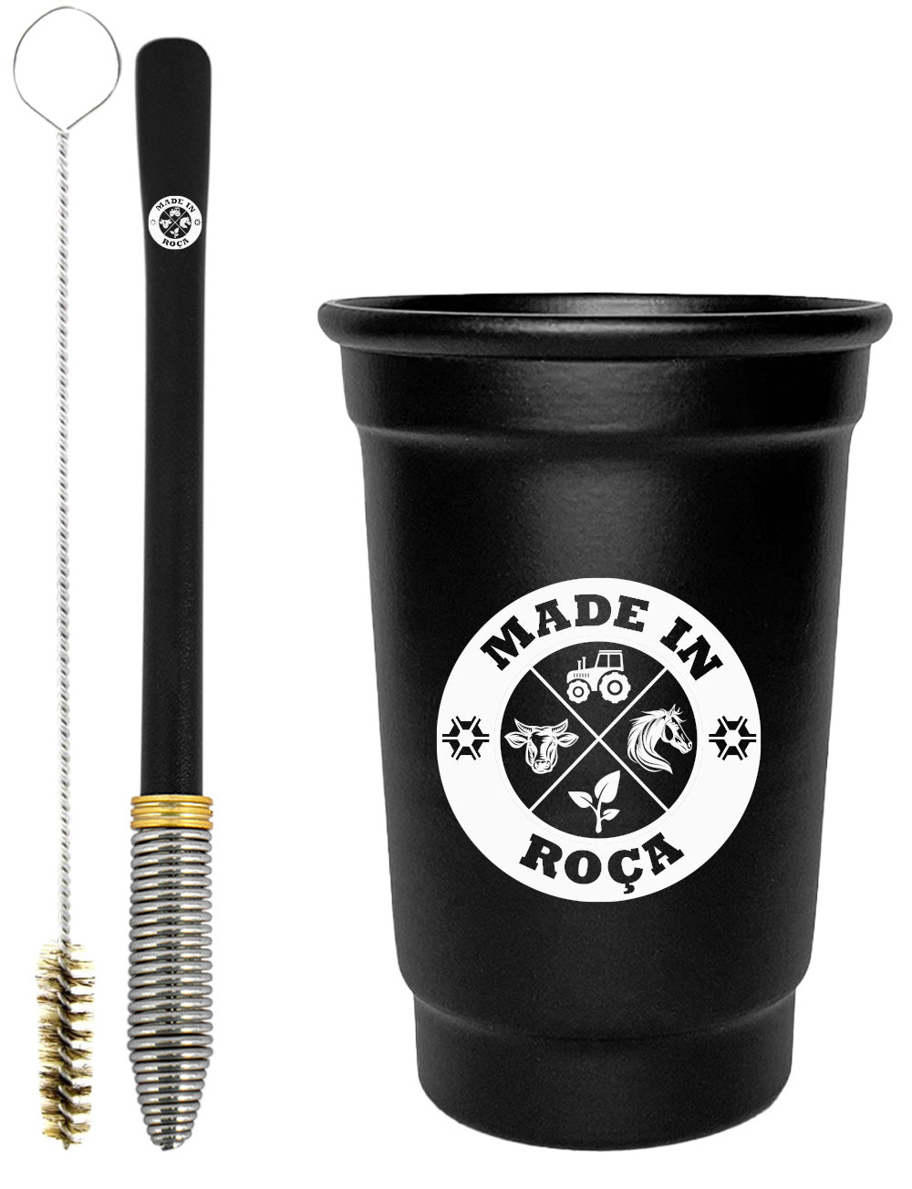 Kit Tereré Copo Cuia Econo Bomba Preto Made in Roça