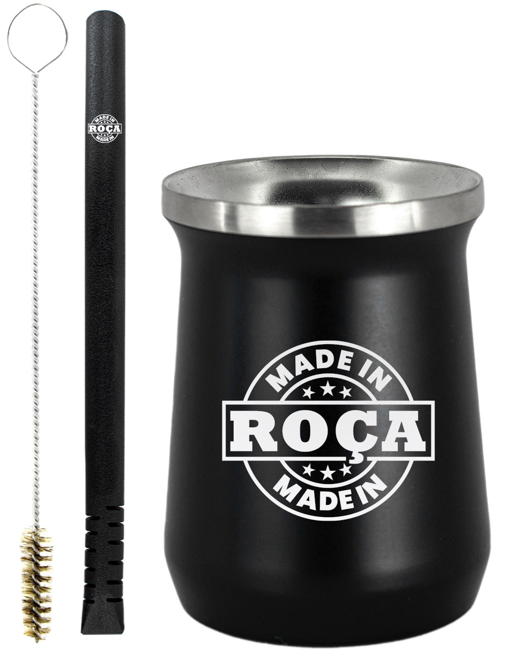 Kit Tereré Copo Cuia Premium Bomba Preto Made in Roça Escrita
