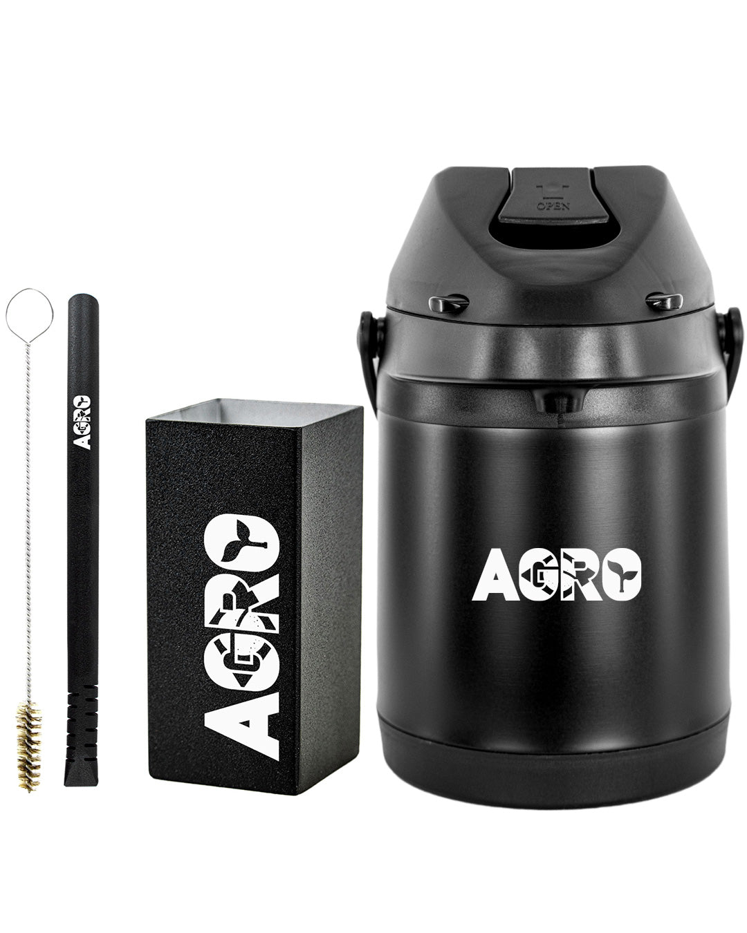 Kit Tereré Premium Copo Bomba Garrafa Térmica Preto 2.5l Agro Brasil