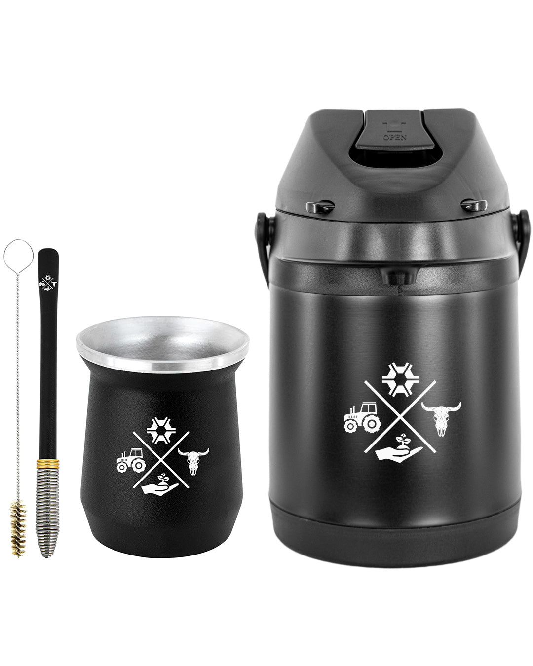 Kit Tereré Econo Copo Bomba Garrafa Térmica Preto 2.5l Made in Roça