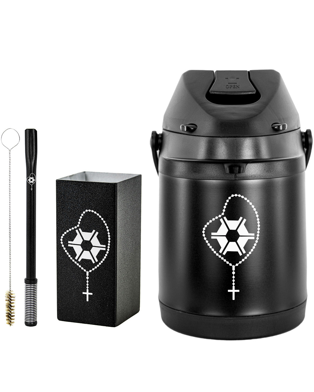 Kit Tereré Premium Copo Bomba Garrafa Térmica Preto 2.5l Agro Terço