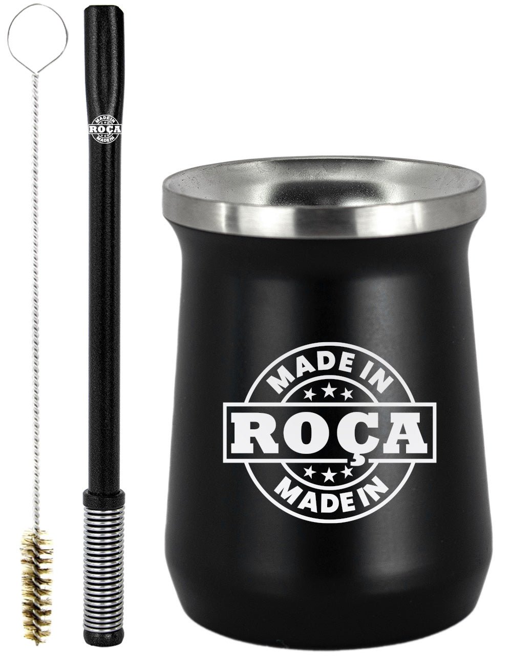 Kit Tereré Copo Cuia Premium Bomba Preto Made in Roça Escrita