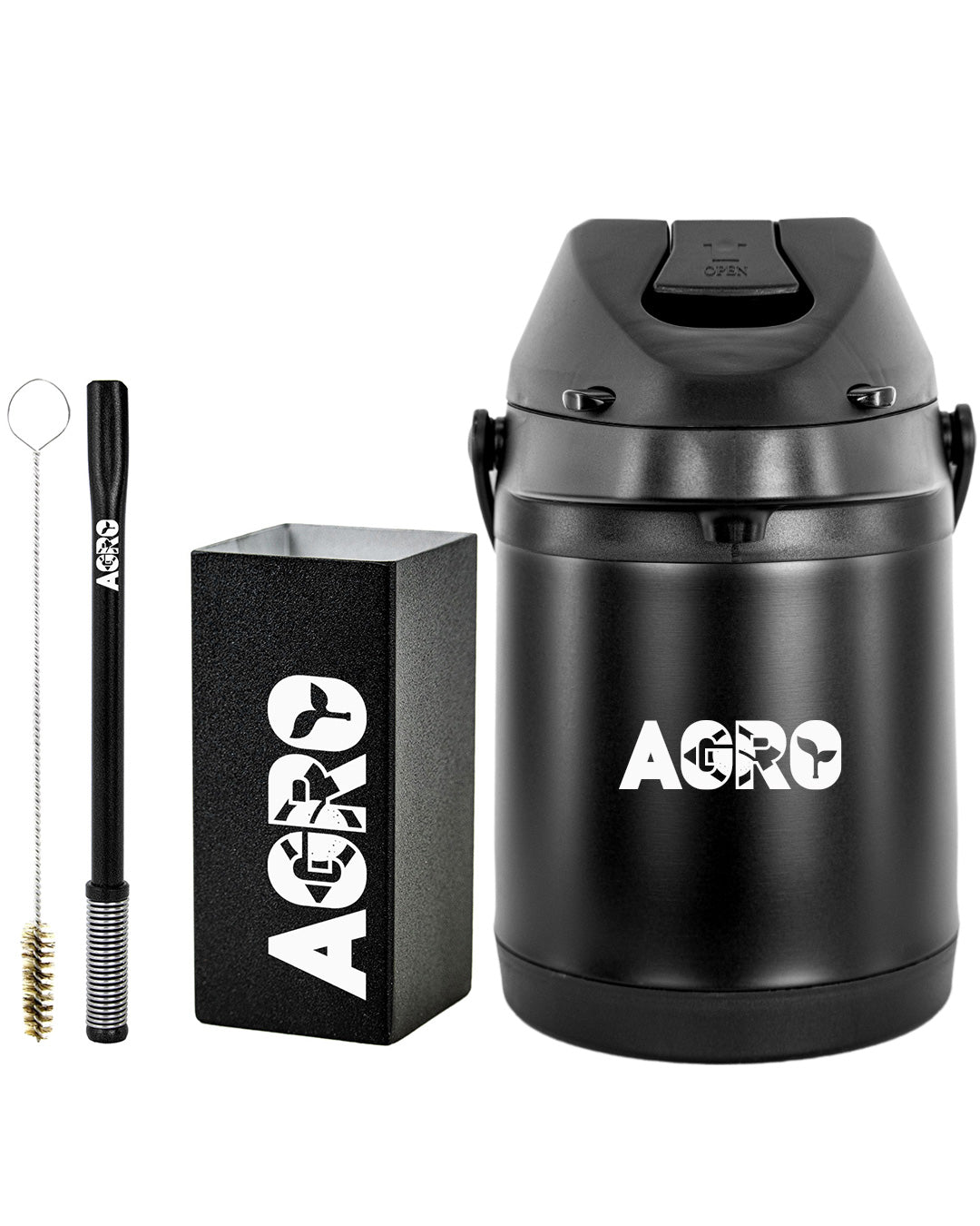 Kit Tereré Premium Copo Bomba Garrafa Térmica Preto 2.5l Agro Brasil