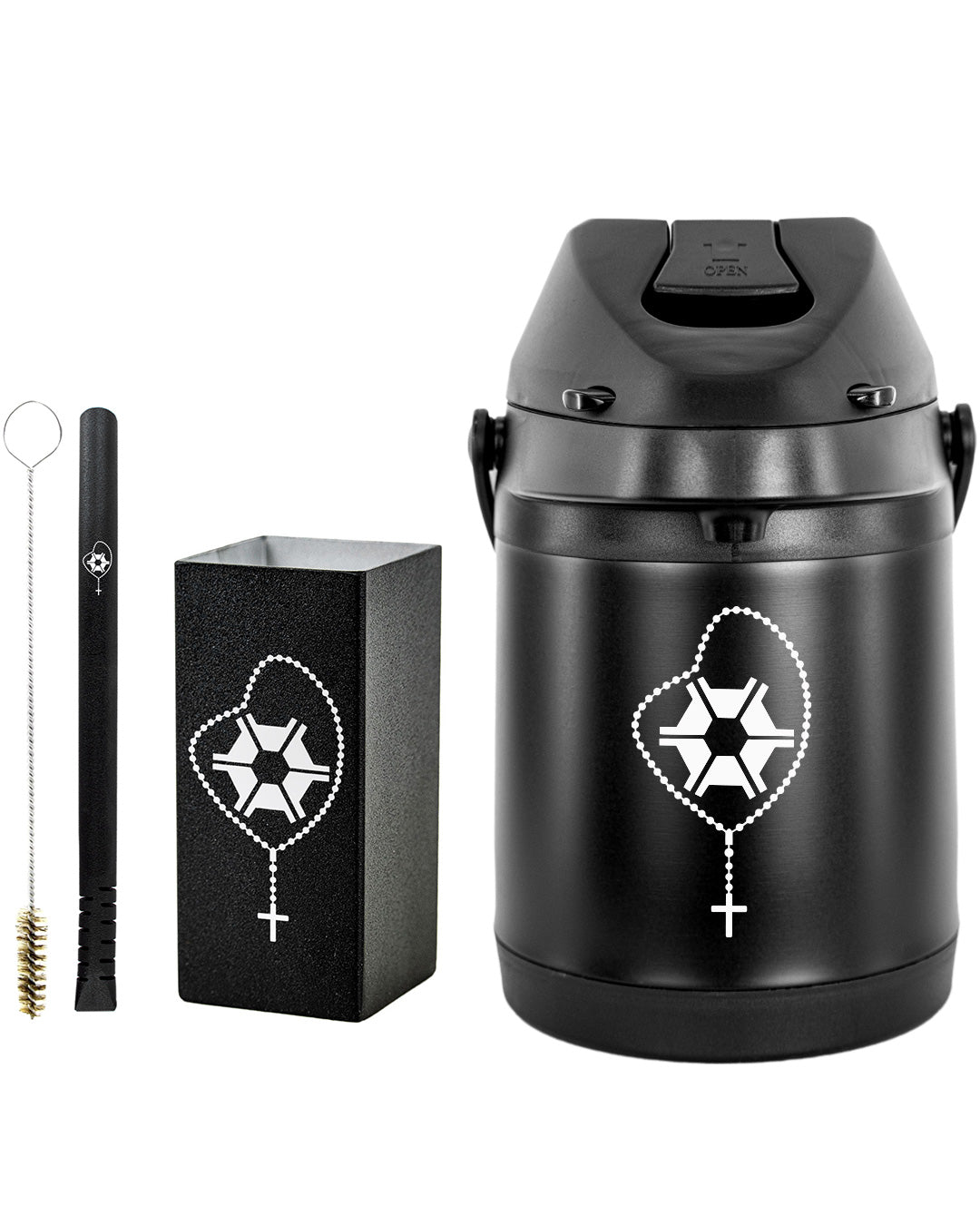 Kit Tereré Premium Copo Bomba Garrafa Térmica Preto 2.5l Agro Terço